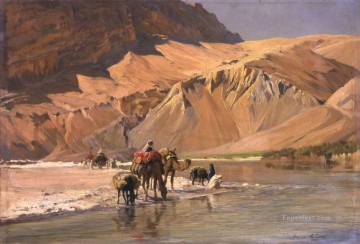 Eugene Girardet Painting - La riviere a El Kantara Eugene Girardet Orientalist